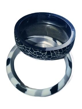 Set of Two Black & White Resin Bangle Bracelets